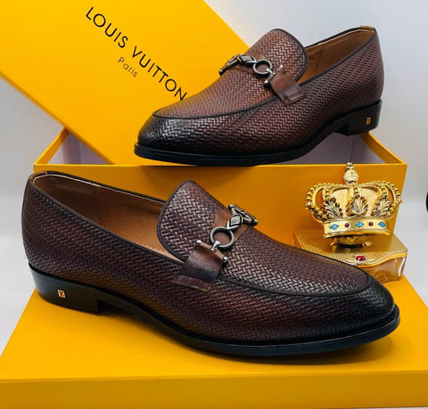 Louis Vuitton Brown Men Leather Shoes