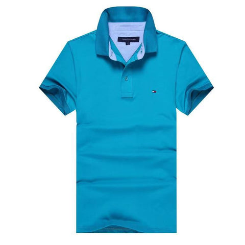 Cotton-piqué polo Tommy Hilfiger Polo Blue Plain shirt with logo undercollar