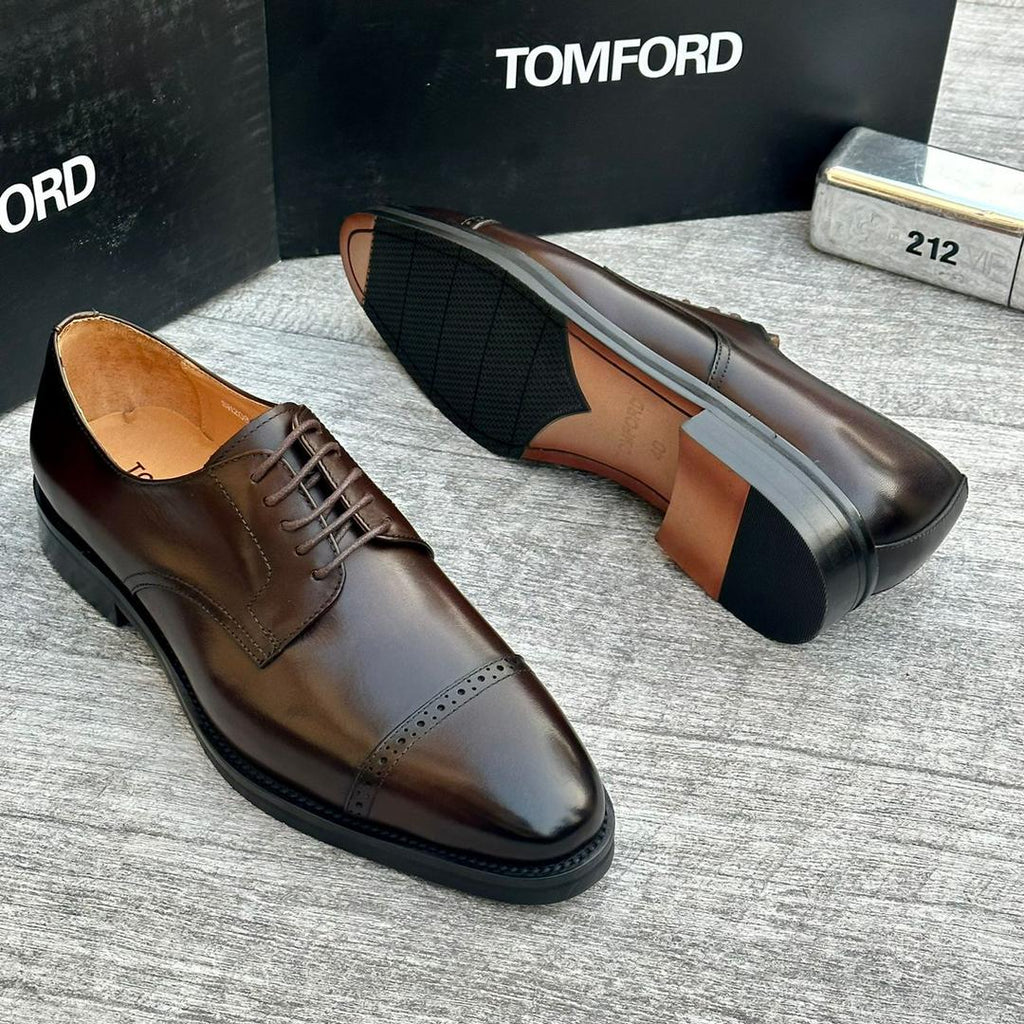 Tomford Brown Men Leather Shoes