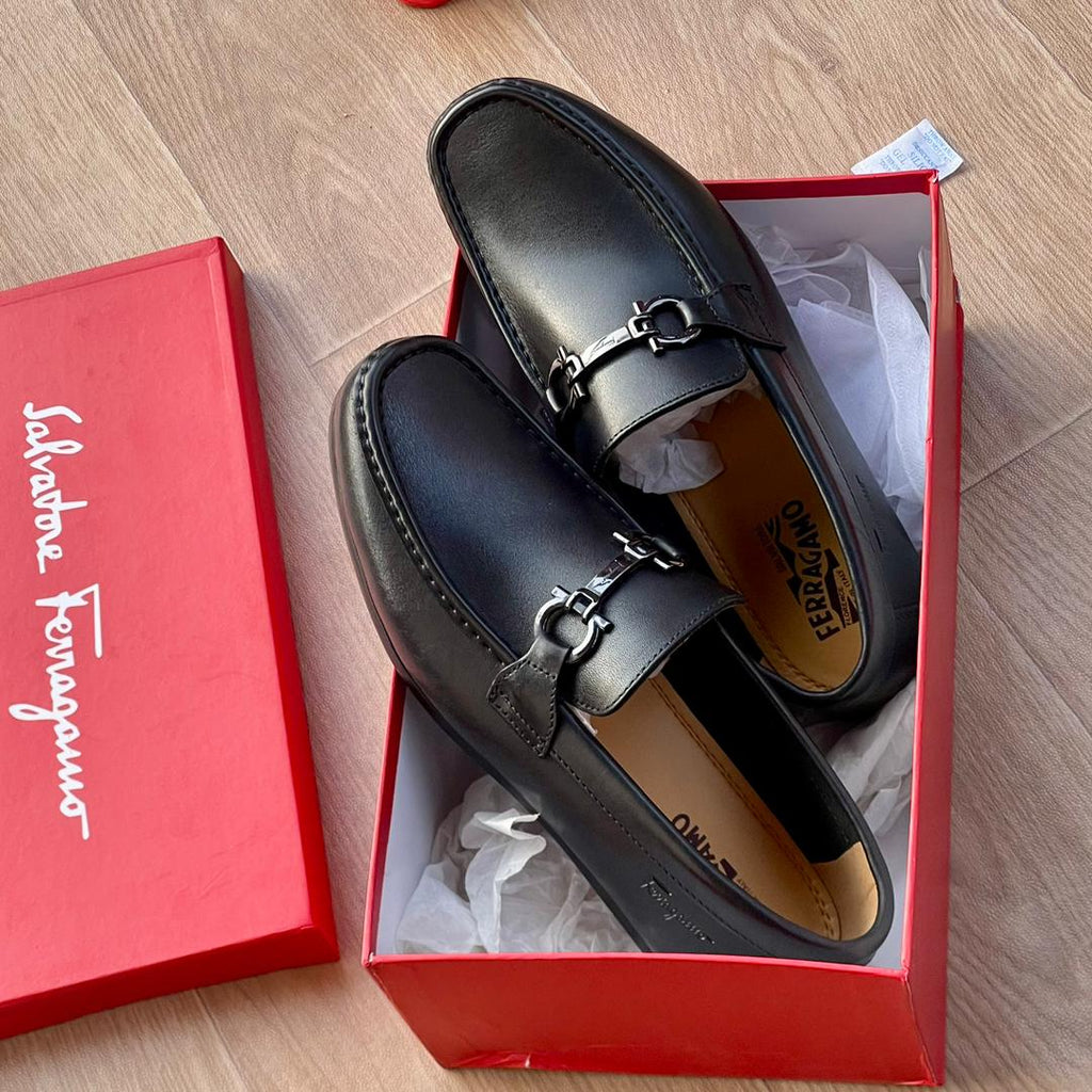 Salvatore Ferragamo Black Leather Loafers