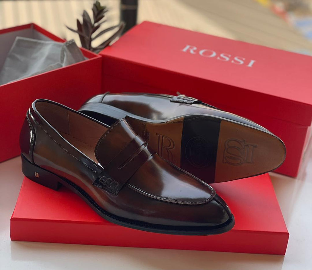 Rossi Brown Leatrher Mern Shoes