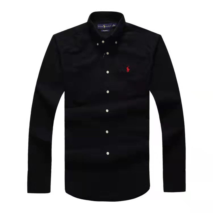 Ralph Lauren Long Sleeve Black Oxford Small Pony Plain Shirt