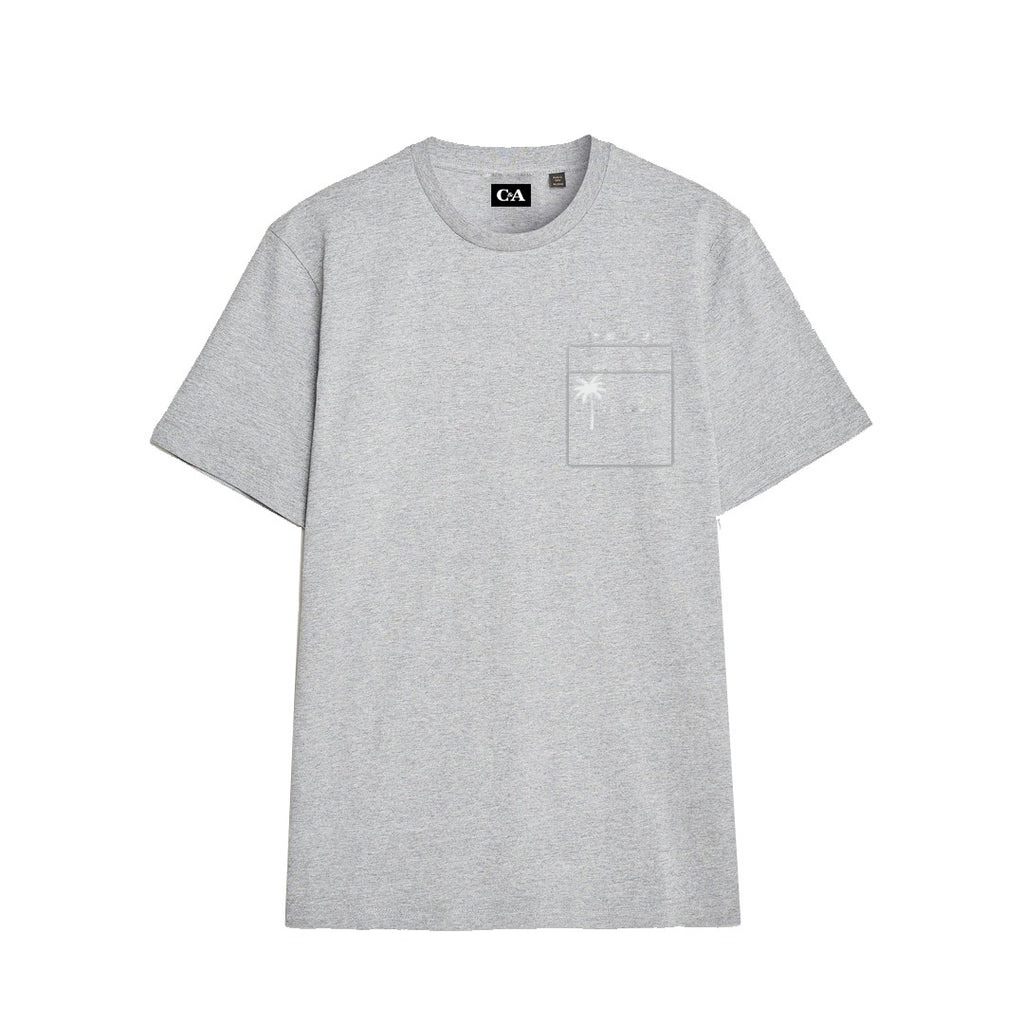 C&A Grey Men Round Neck Front Pocket T shirt