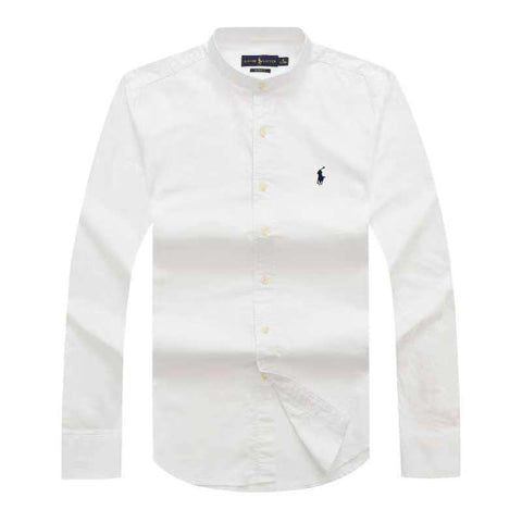 Polo Ralph Lauren Band Collar Oxford White Long Sleeve Men Shirt