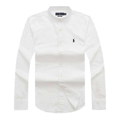 Polo Ralph Lauren Band Collar Oxford White Long Sleeve Men Shirt