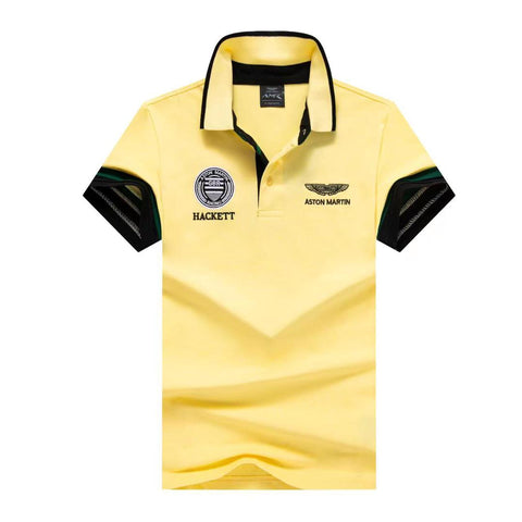 Hackett London Mens Yellow Aston Martin Racing Polo Shirt