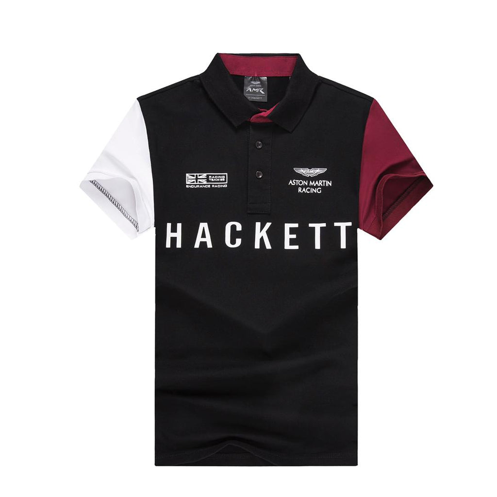 Hackett London Mens Black Aston Martin Racing Team Polo Shirt