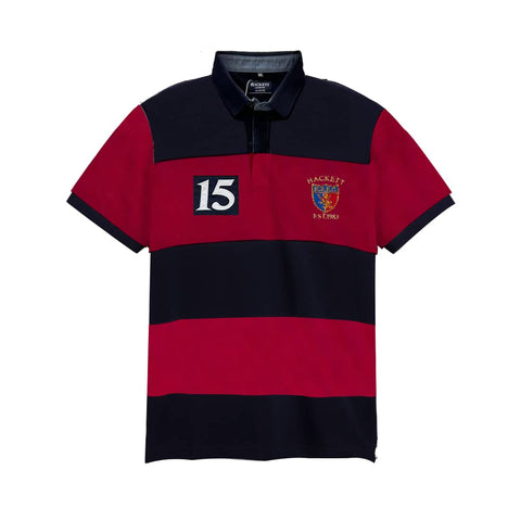 Hackett Red & Navy Blue Stripes Polo