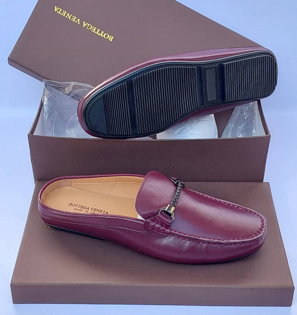 Bottega Veneta Maroon Half Leather Shoe