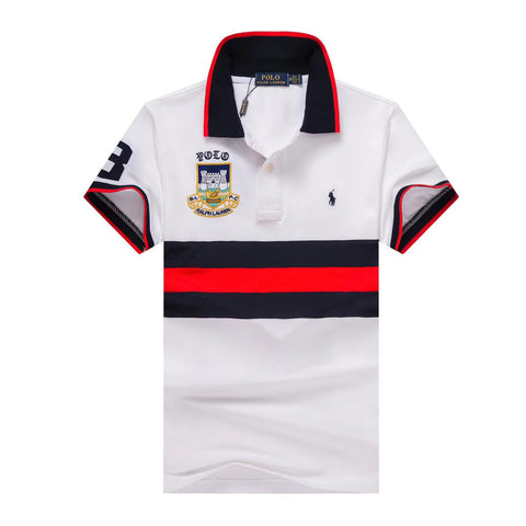 Polo Ralph Lauren White Small Pony And Badge Red Stripe Polo