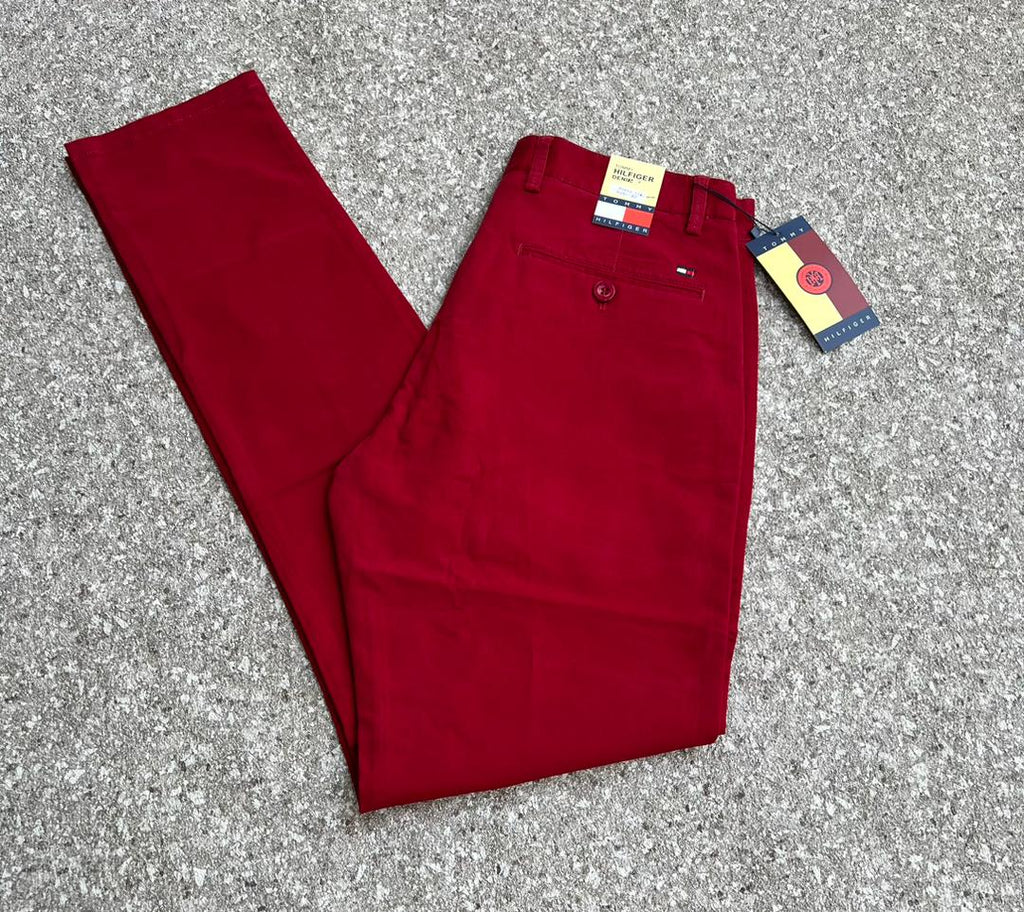 Tommy Hilfiger Red Men's Cotton Chino Pants