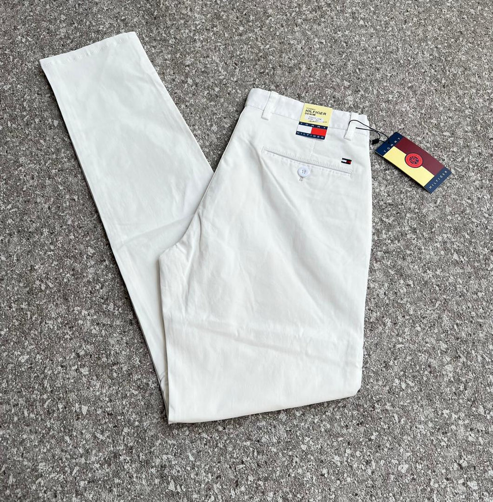 Tommy Hilfiger White Men's Stretch Cotton Chino Pants