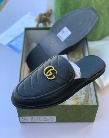 Gucci Men Black Leather Italian Half Shoes