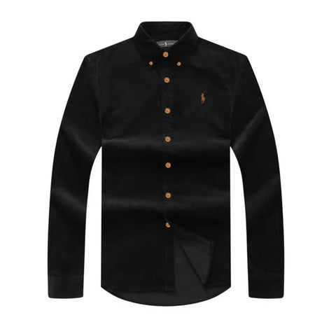 PRL Suede Black Long Sleeve Small Pony Shirt