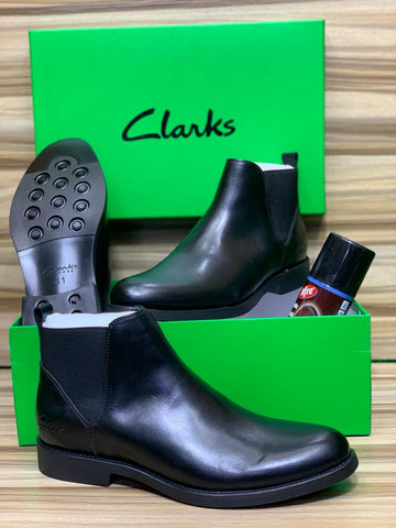 Clarks Black Leather Men Boot