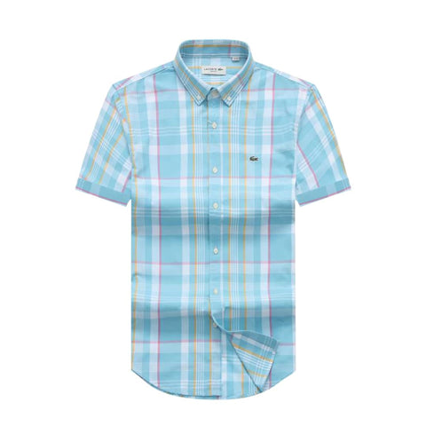 Lacoste Mens Checked Short Sleeve Cotton Oxford Shirt