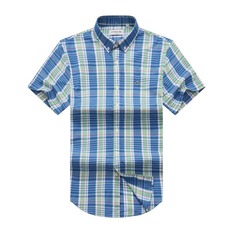 Lacoste Mens Checked Short Sleeve Cotton Oxford Shirt
