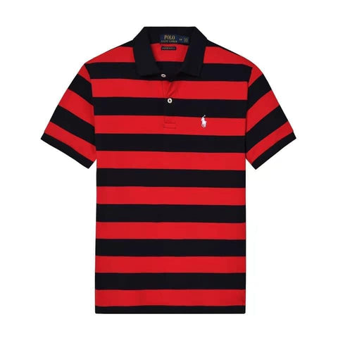 Polo Ralph Lauren Red And Navy Blue Stripe Small Pony Polo