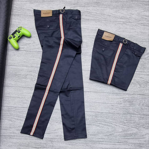 Burberry Men Dark Blue Casual Cotton Pant