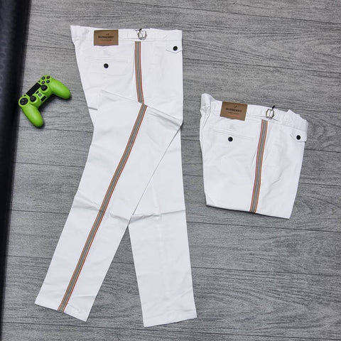 Burberry Men White Color Casual Cotton Pant