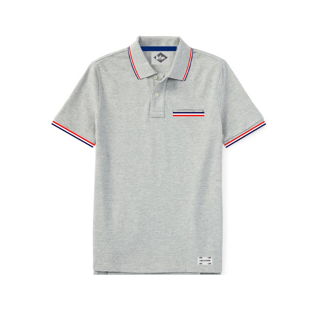 Lee Cooper Grey Men Stripe Collar Polo