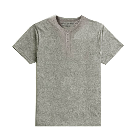 WEATHERPROOF BAND COLLAR GREY T SHIRT