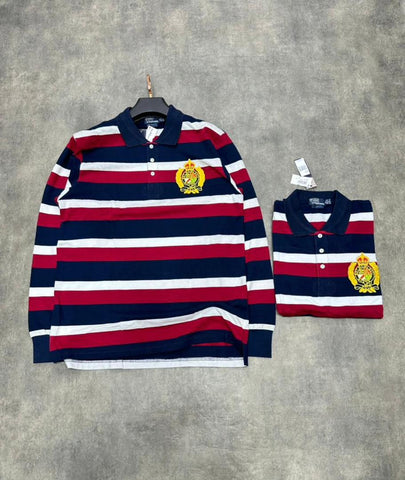 Polo Ralph Lauren Stripe Embroidered Badge Long Sleeve Polo