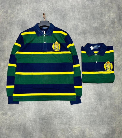 Polo Ralph Lauren Stripe Embroidered Badge Long Sleeve Polo