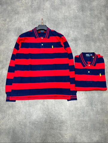 Polo Ralph Lauren Stripe Small Pony Long Sleeve Polo