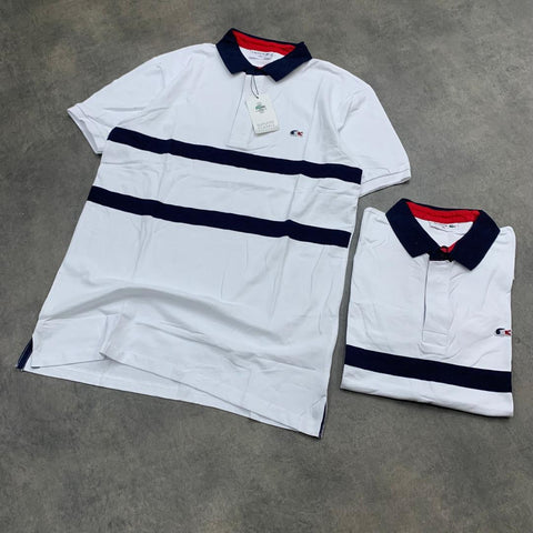 Lacoste Men White Stripe Polo