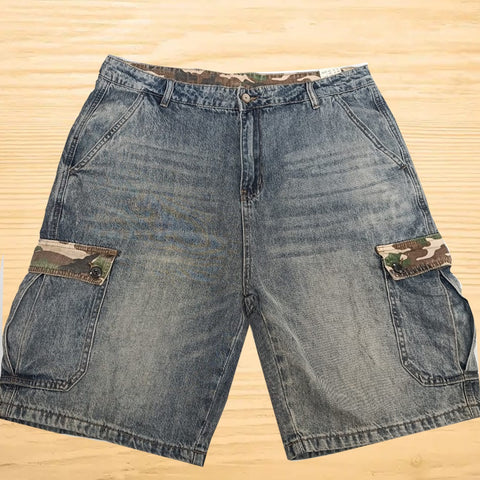 Denim Cargo Camouflage Jeans  Short