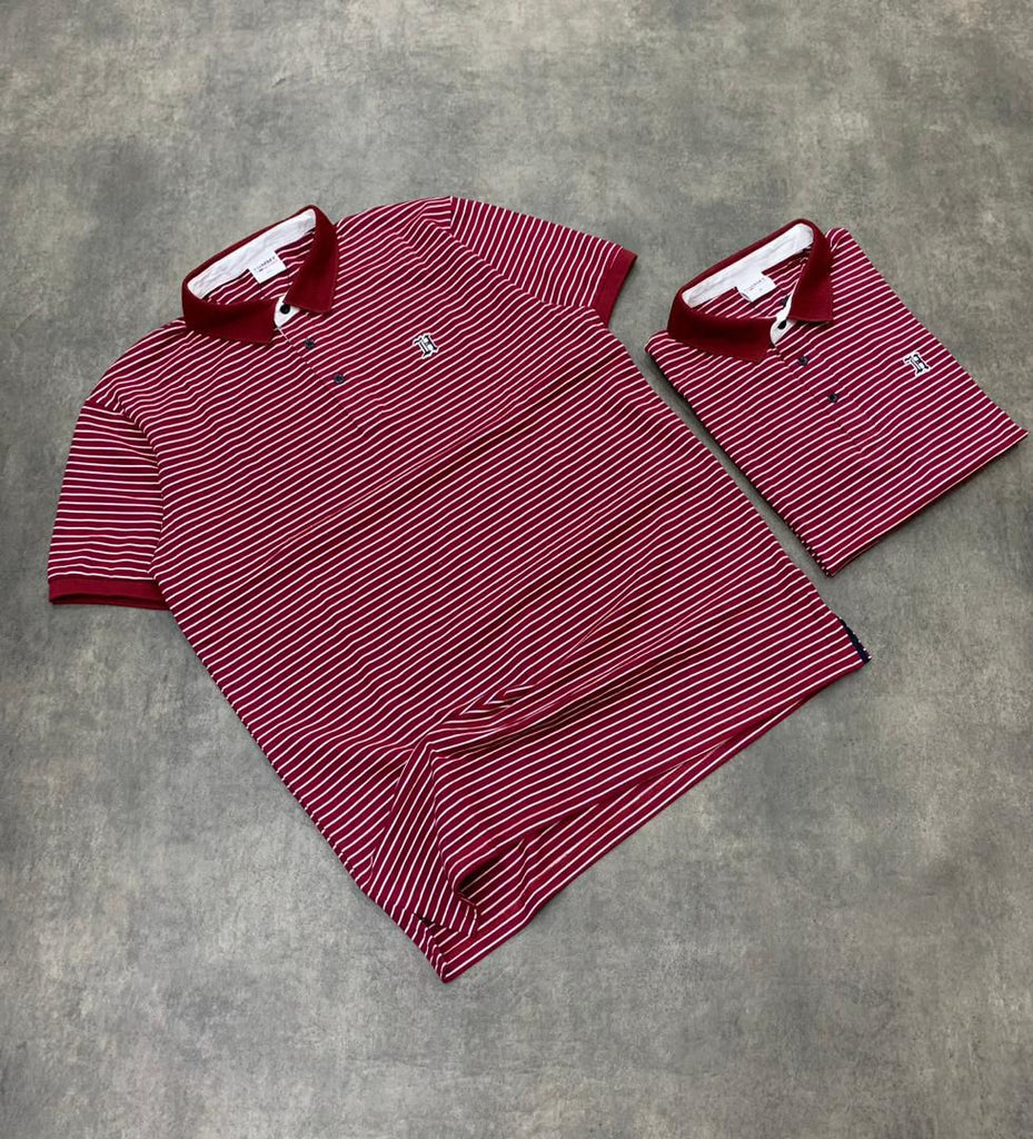 Tommy Hilfiger Maroon Stripe Men Polo