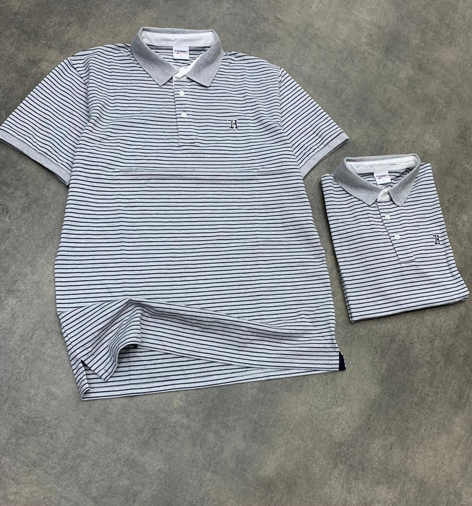 Tommy Hilfiger Grey Stripe Men Polo