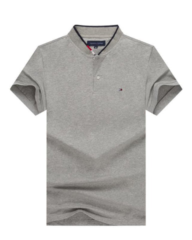 Tommy Hilfiger Grey Band Collar Men T shirt