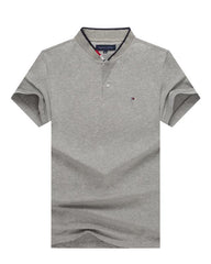 Tommy Hilfiger Grey Band Collar Men T shirt