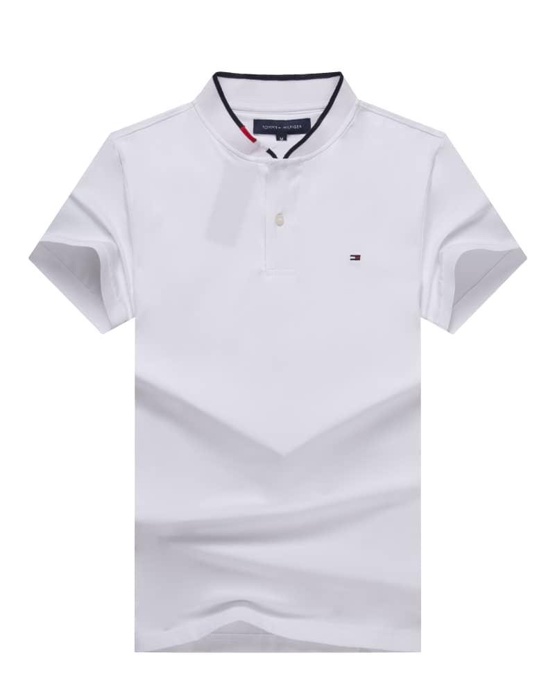 Tommy Hilfiger White Band Collar Men T shirt