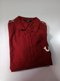 True Religion Maroon Men Long Sleeve Polo