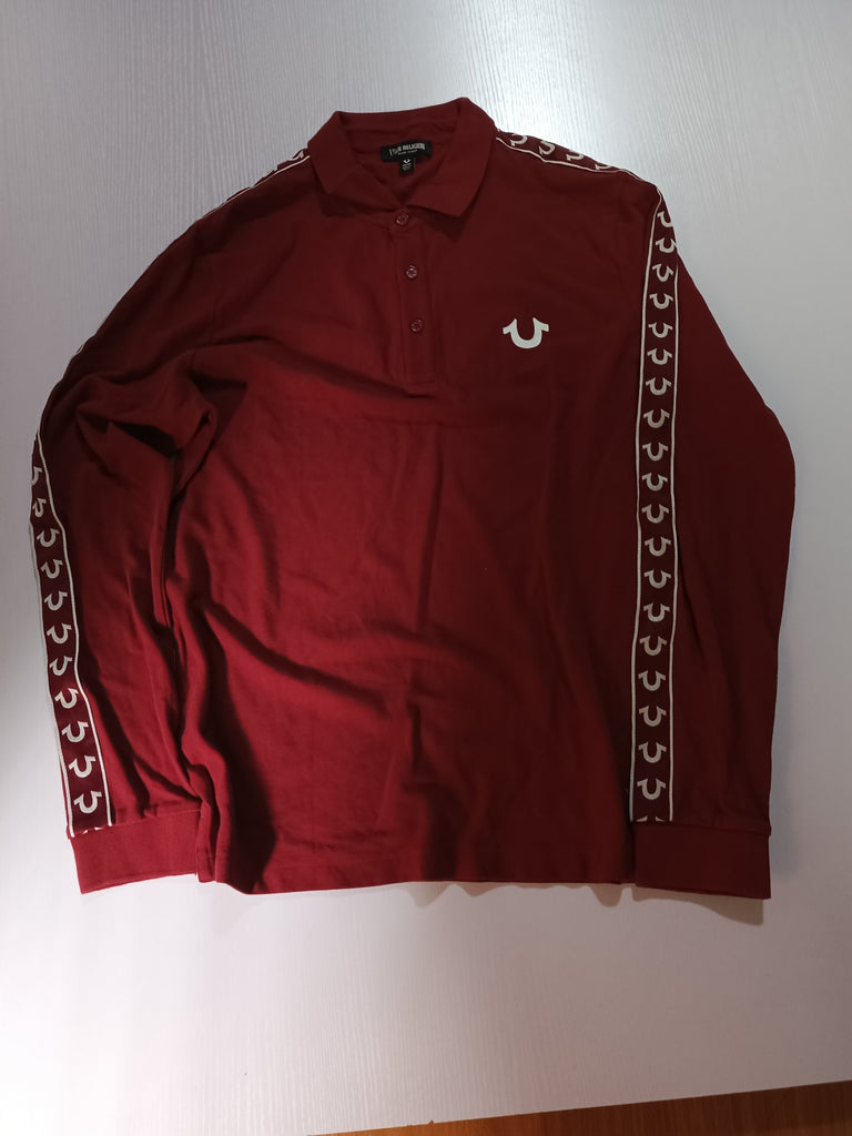 True Religion Maroon Men Long Sleeve Polo