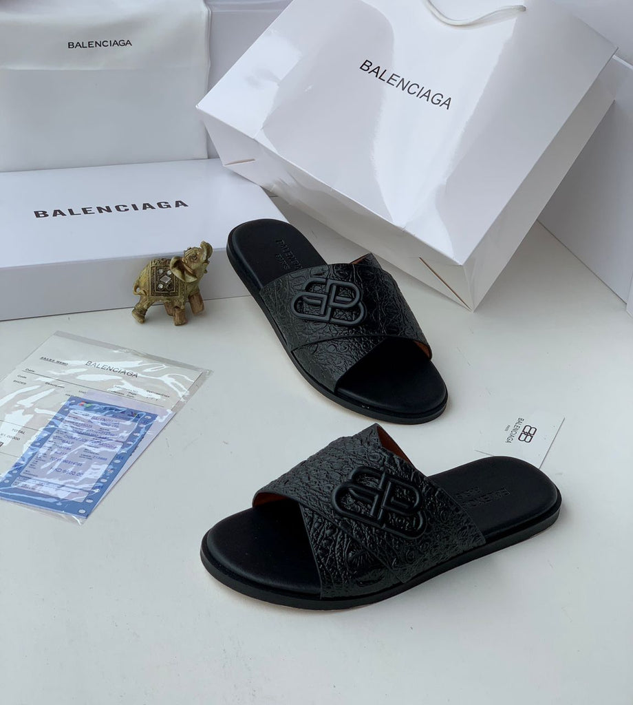 Balenciaga Cross Leather Black slides