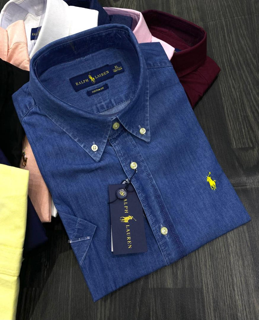 Polo Ralph Lauren Denim Blue Men Short Sleeve Small Pony Shirt