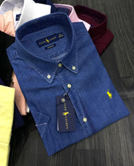 Polo Ralph Lauren Denim Blue Men Short Sleeve Small Pony Shirt