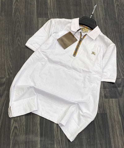 Burberry White Men Zip Up  Polo