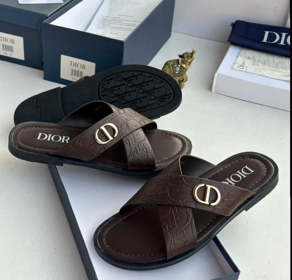Di or Cross Brown Leather Slide