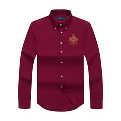 PRL Oxford Green Logo Crest Cotton Long Sleeve Shirt
