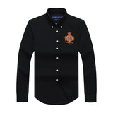 PRL Oxford Black Logo Crest Cotton Long Sleeve Shirt