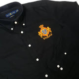 PRL Oxford Black Logo Crest Cotton Long Sleeve Shirt