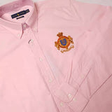 PRL Oxford Pink Logo Crest Cotton Long Sleeve Shirt