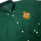PRL Oxford Green Logo Crest Cotton Long Sleeve Shirt