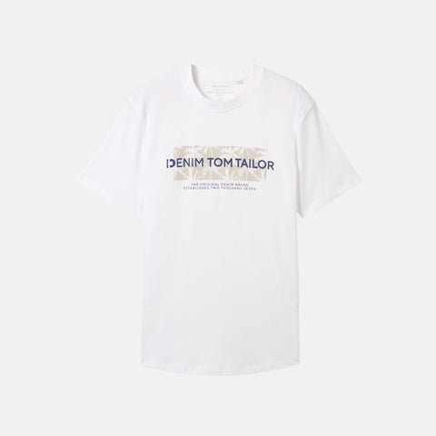 Denim Tom Tailor White Round Neck T shirt