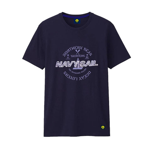 Navy Sail Navy Blue Round Neck T shirt